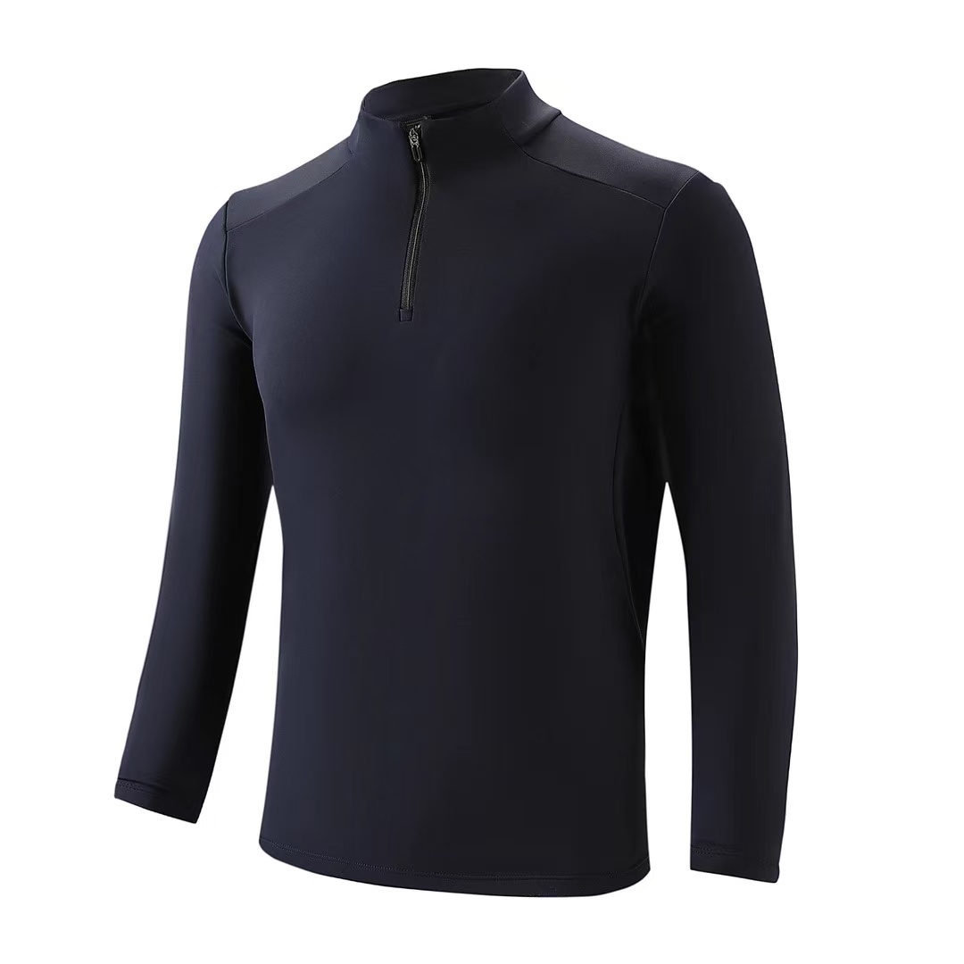 透气长袖半拉链保暖健身速干男户外男士加绒运动T恤