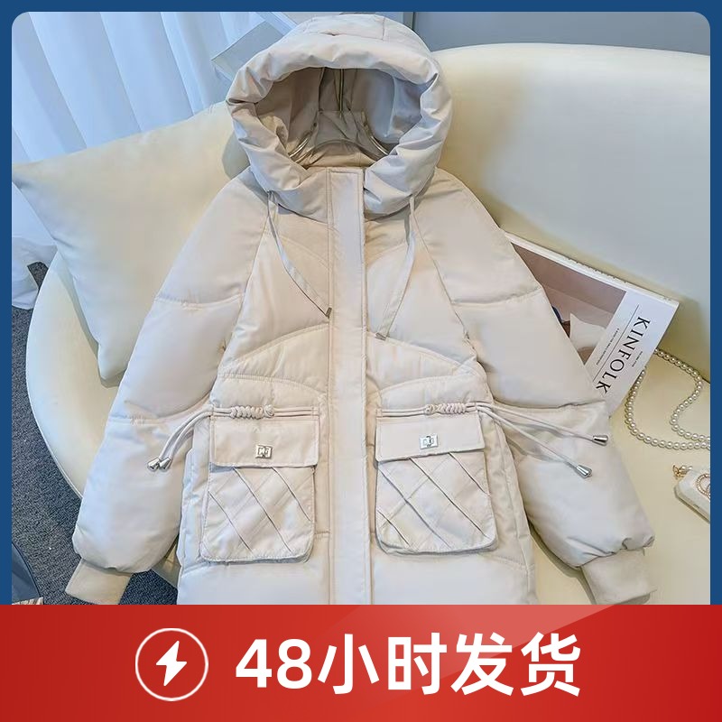 秋冬季棉服女中长款宽松棉袄女装洋气加厚棉衣外套冬季D25 112500
