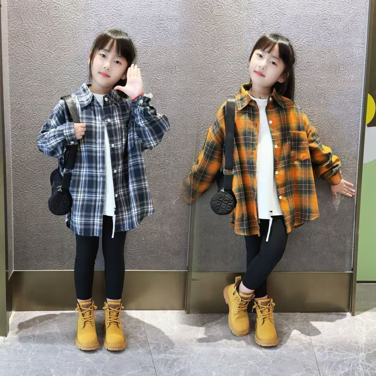 女童衬衫长袖夏季2025新款儿童上衣女孩大童早秋薄款格子衬衣外套