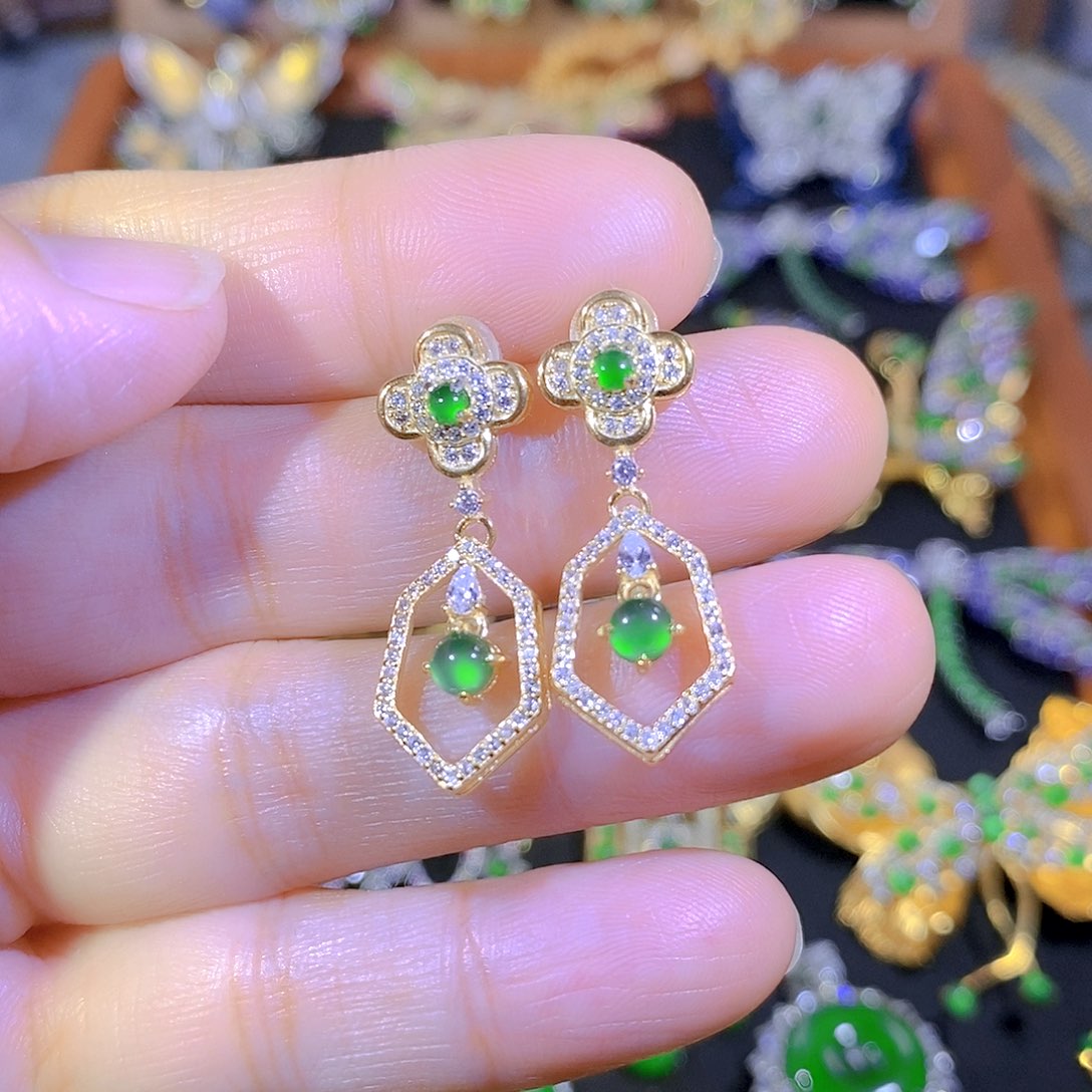 吊坠(不含链)银S925镶嵌翡翠