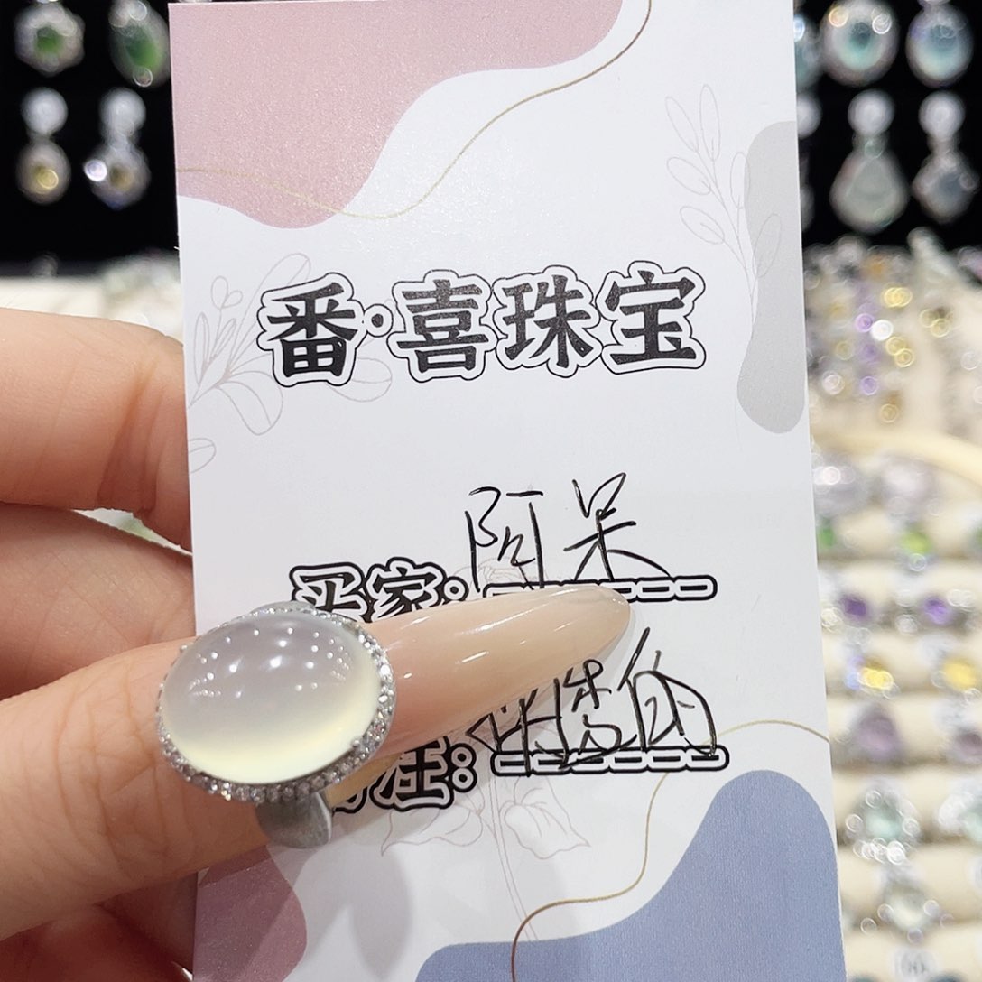 蛇纹石玉银S925镶嵌戒指阿*戒指