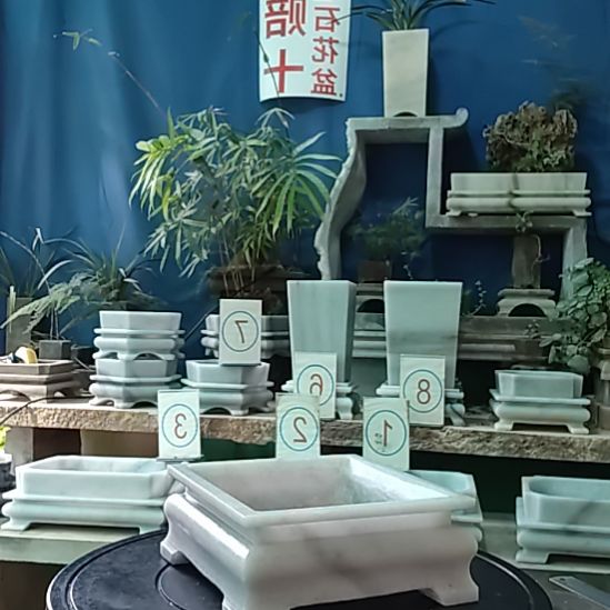 天然大理石花盆16X16