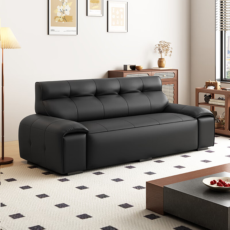 现代简约真皮沙发小户型客厅直排沙发现代轻奢家用办公皮艺沙发