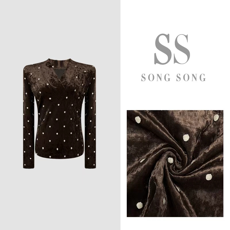SONG-原创【夜墨星语】冬季加厚绒保暖高级感波点显瘦百搭上衣
