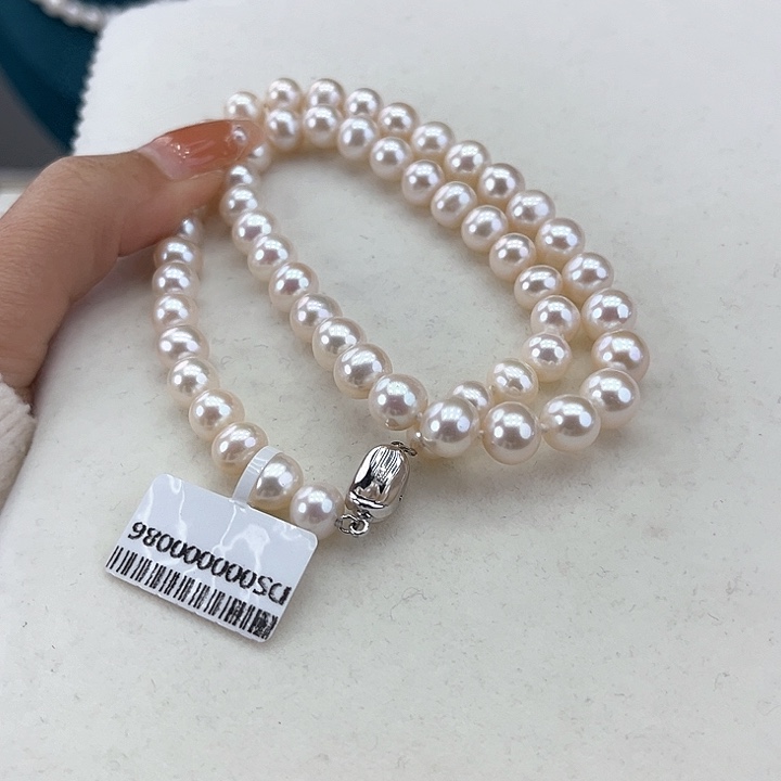 淡水珍珠颈饰银S925镶嵌8➕极光炫彩高品