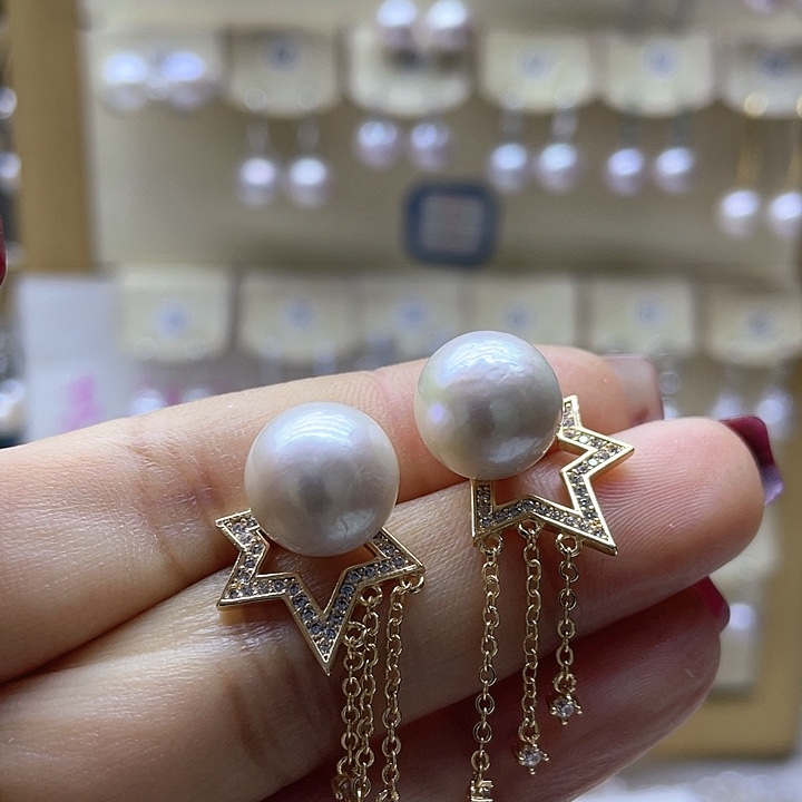 淡水珍珠耳饰银S925镶嵌