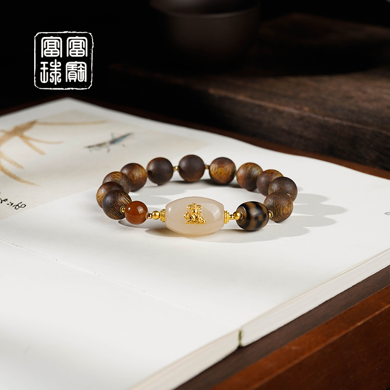 【向书】富富珠宝 和田玉18k金百搭手串（天然珠宝多样性发）