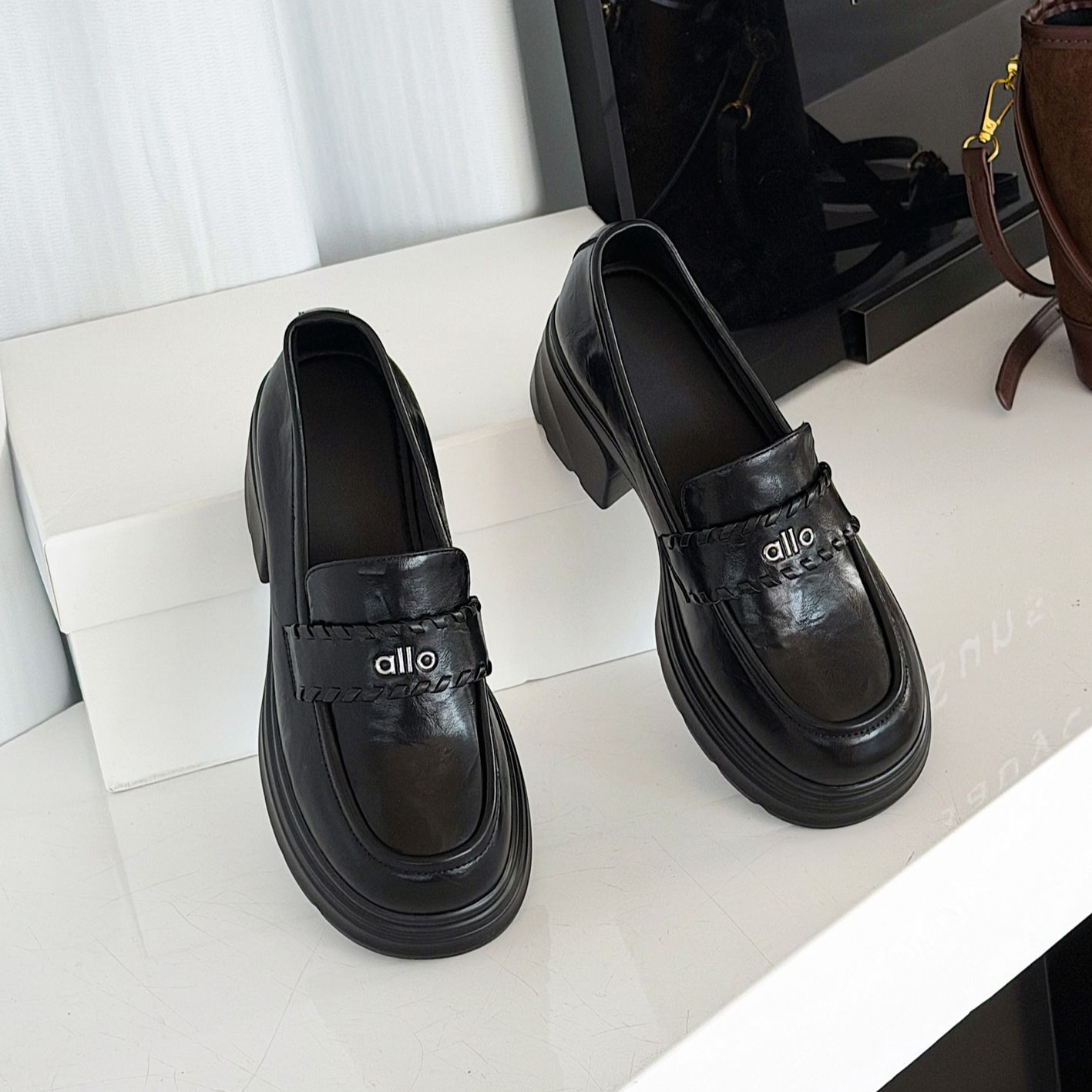 松糕厚底气质百搭通勤小皮鞋女秋英伦复古乐福鞋网红单鞋E6021-1