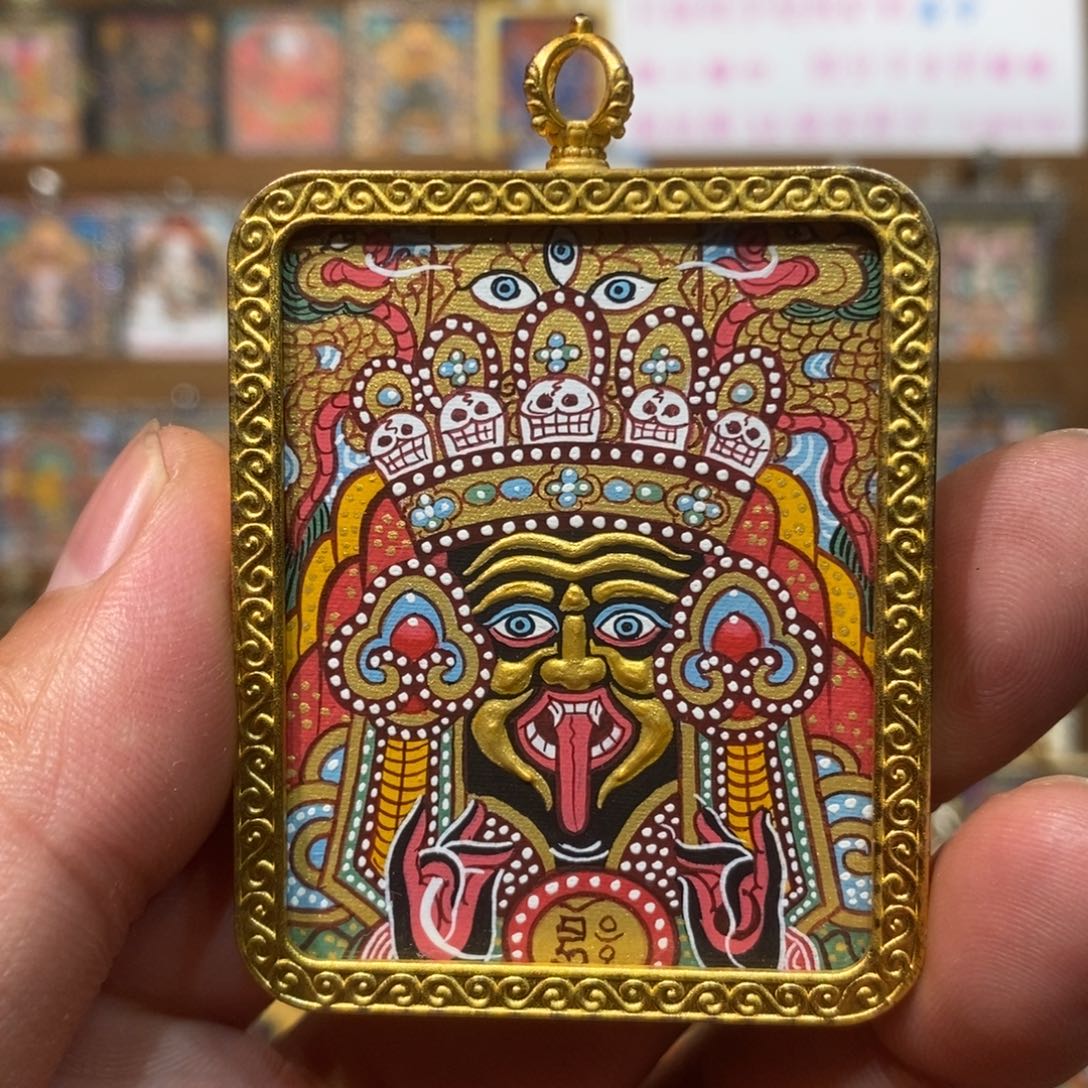 吊坠热贡纯手绘唐卡扎基