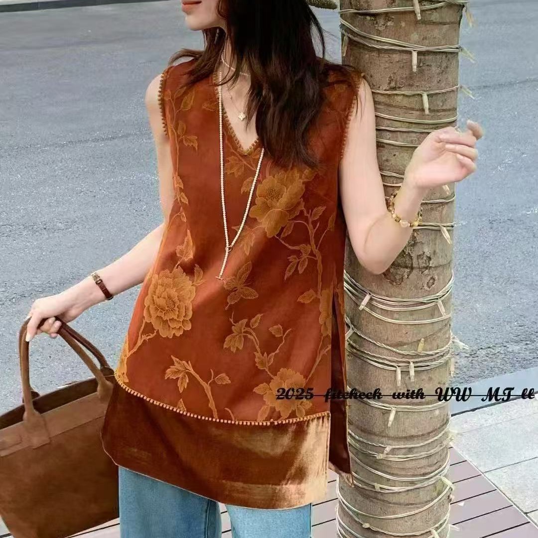 早秋新款时尚百搭气质青枝上衣新中式重工中国风