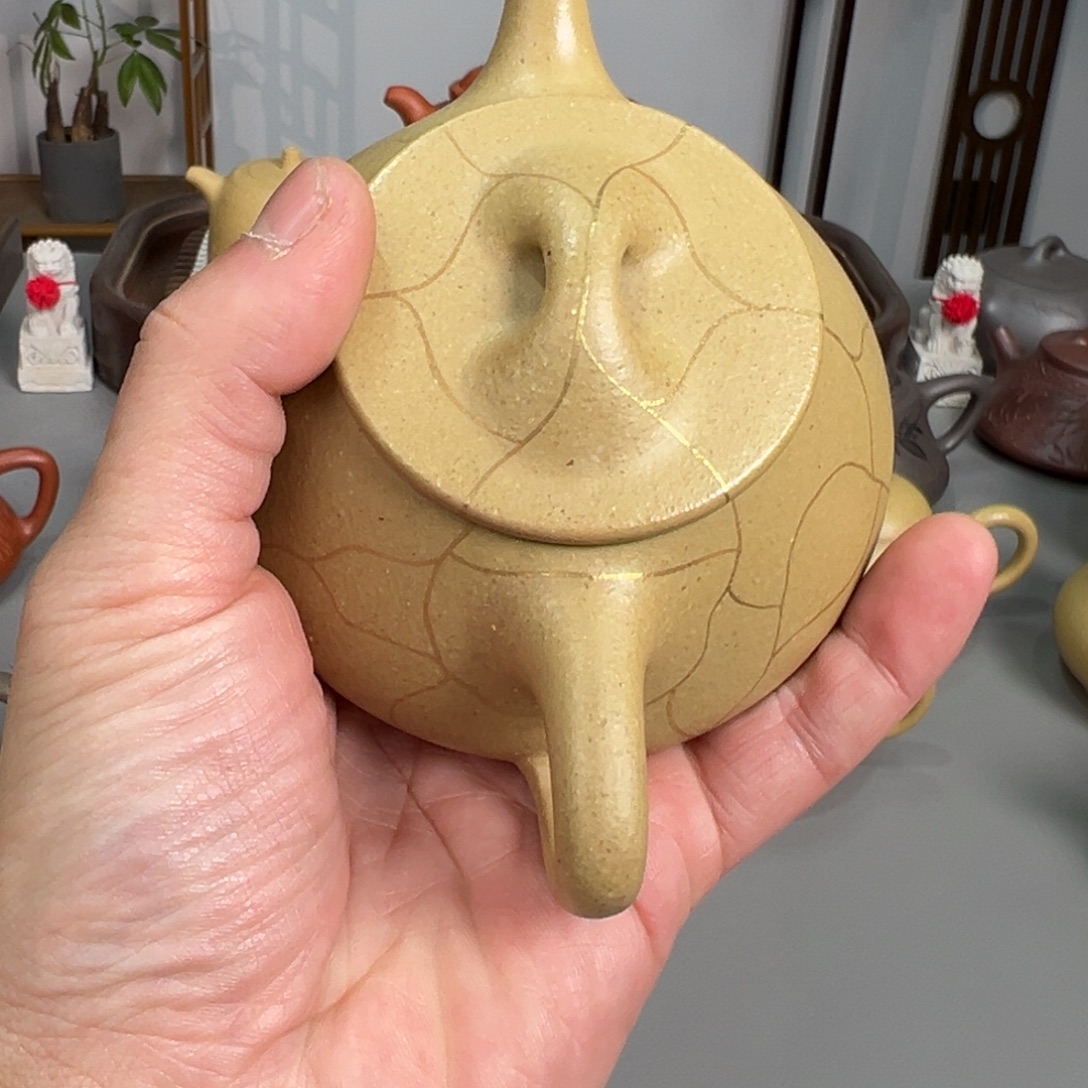 惠***E茶壶紫砂梨皮满瓢描金