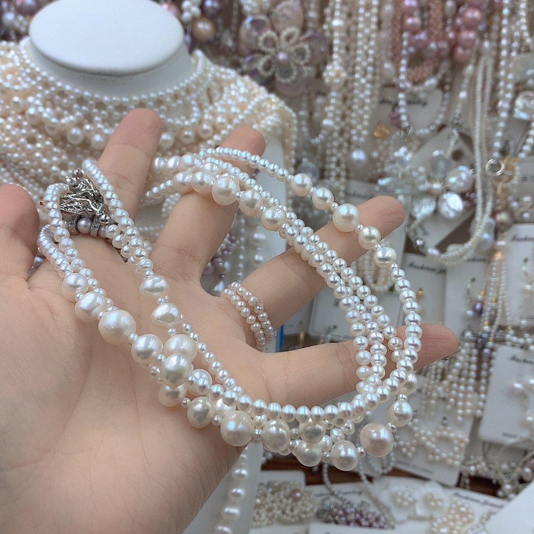 细***败耳饰淡水珍珠银S925镶嵌