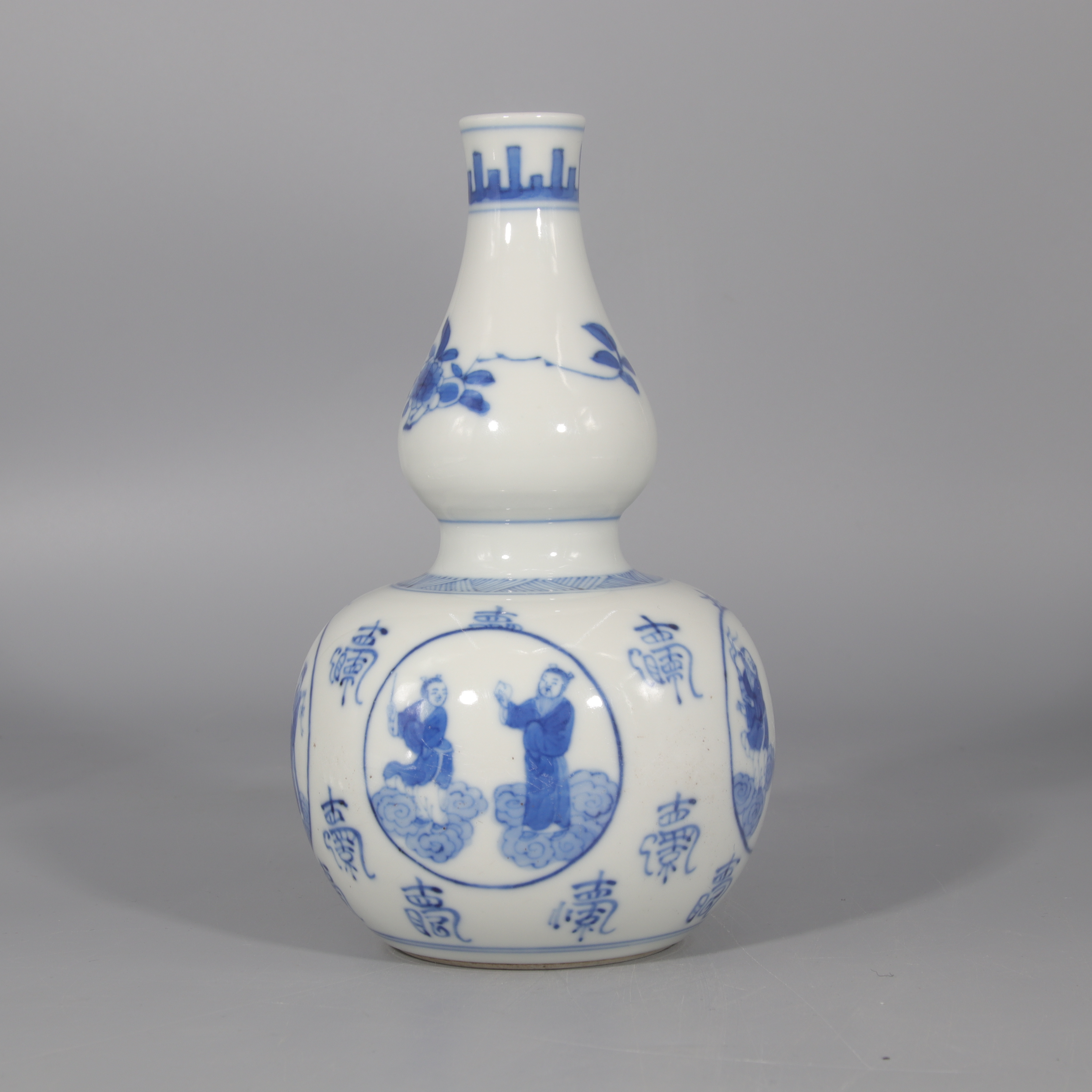 青花开窗人物纹葫芦瓶    H501-269