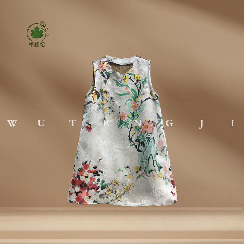 现货【鸢墨】【100木薯丝】2025夏季女童新中式国风旗袍连衣裙25XY003