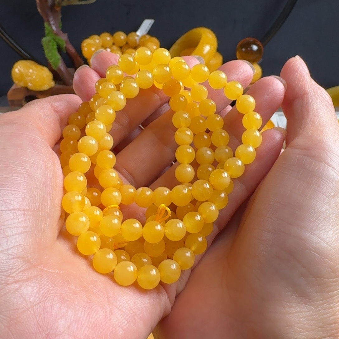 蜜蜡毛衣链未镶嵌如****2