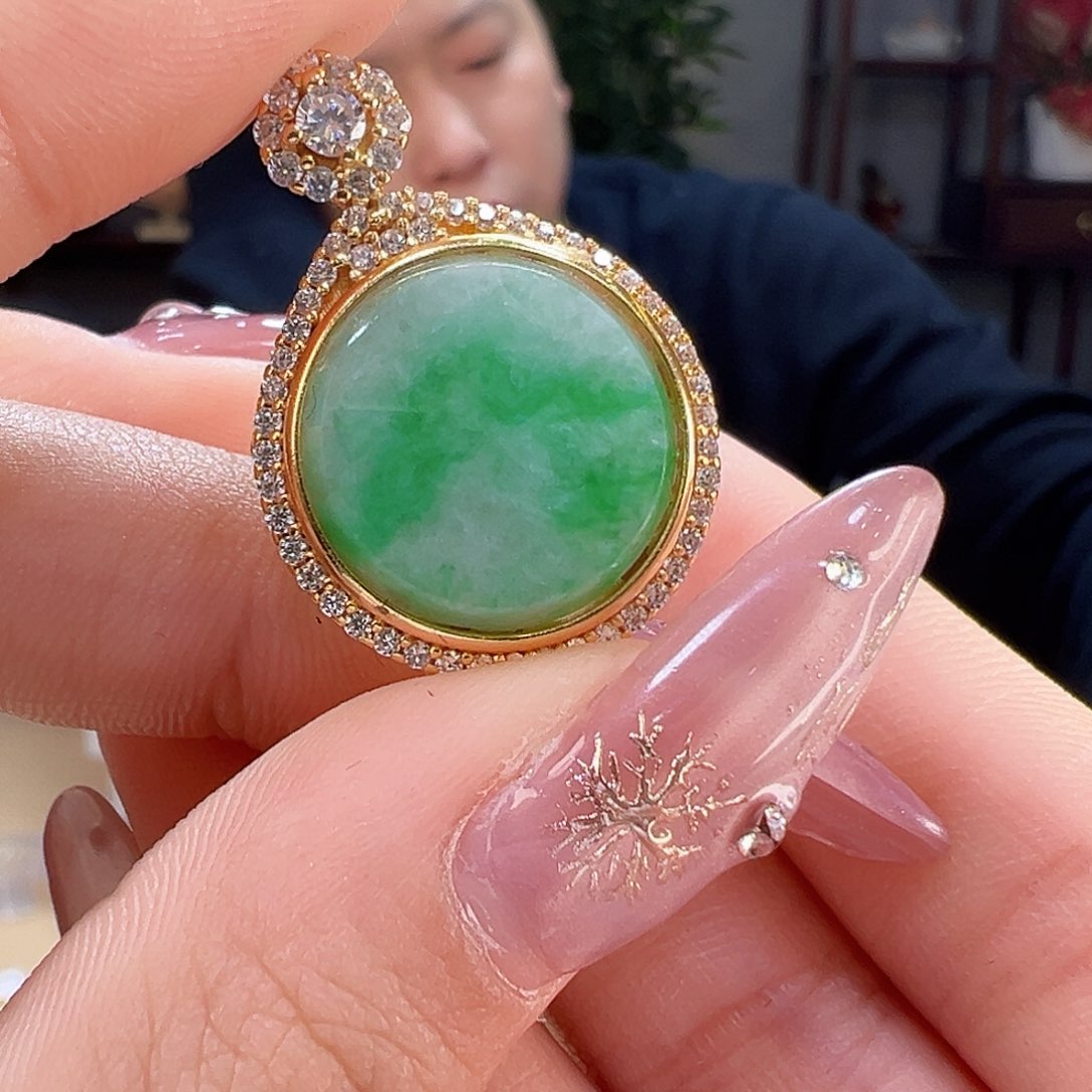 翡翠吊坠(不含链)银S925镶嵌吊坠7