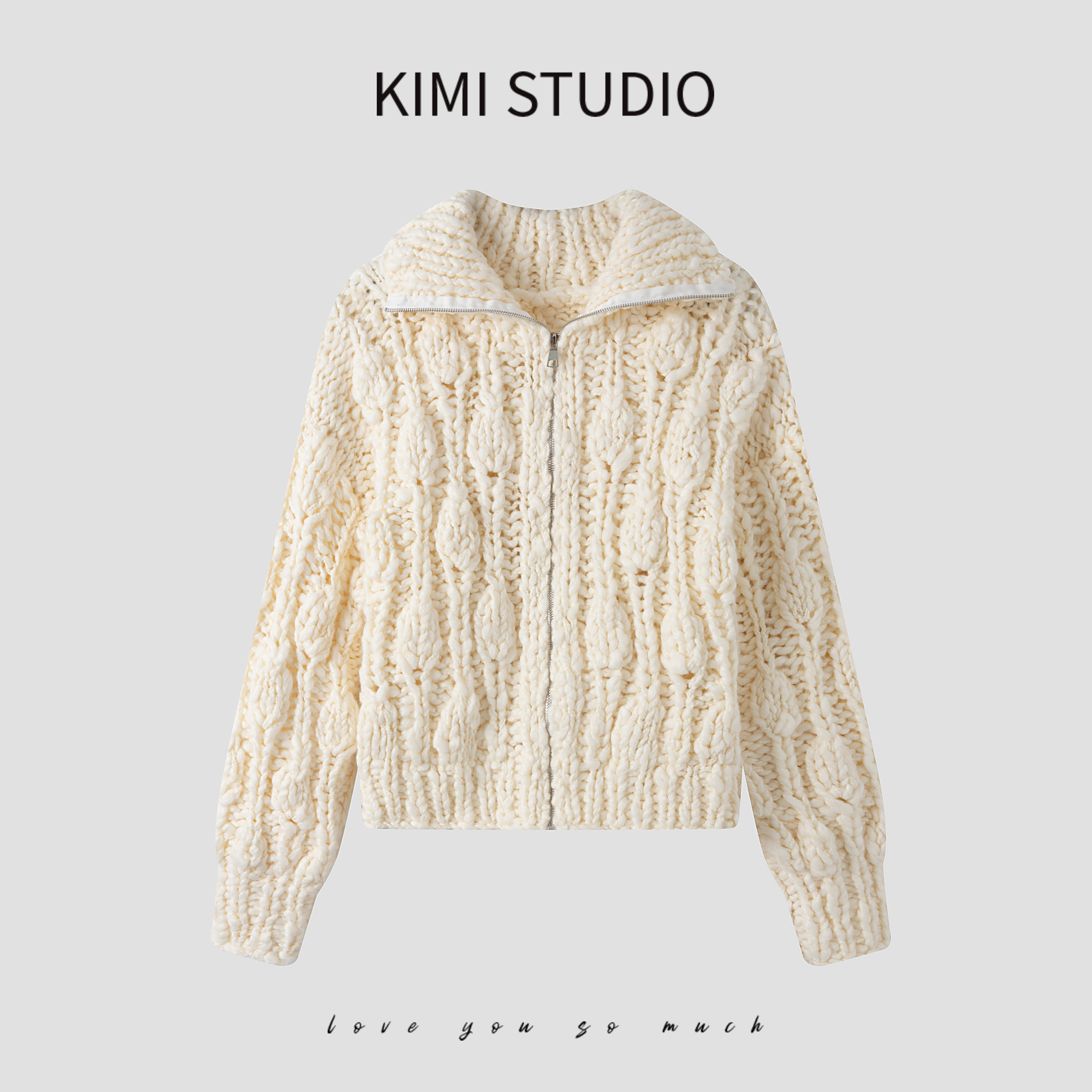 AW251093   冬季粗针手工编织针织开衫外套