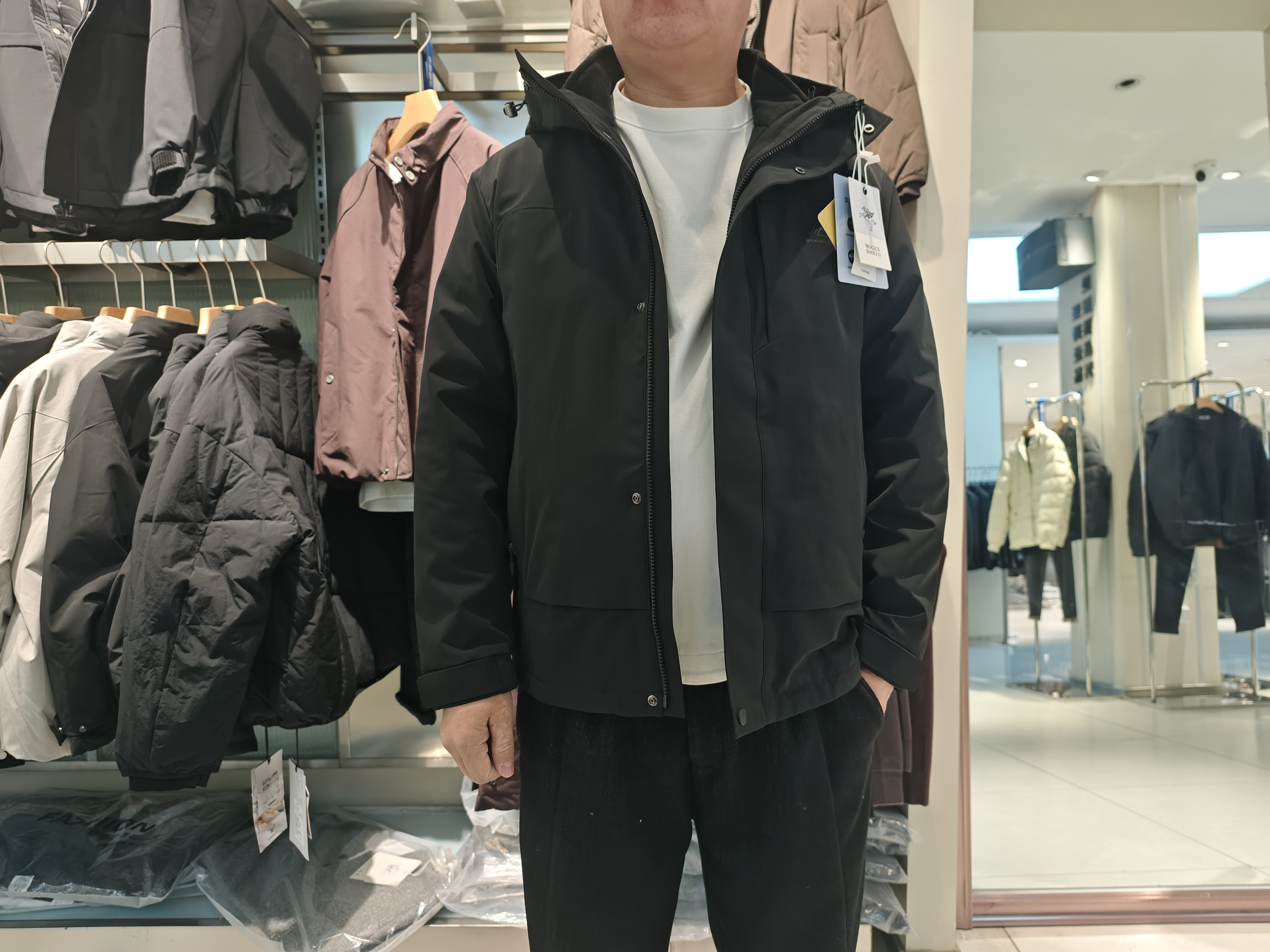 保暖三合一羽绒冲锋衣收口袖长袖加厚运动休闲男款