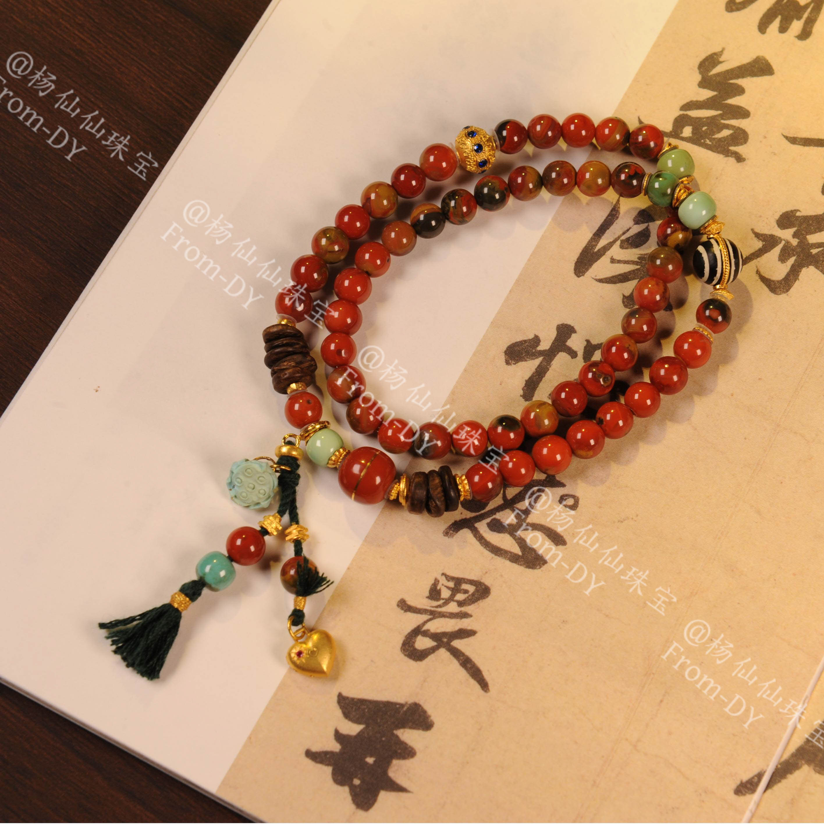 【杨仙仙珠宝】18K厚金镶嵌南红多宝手串（文莱）-A2783