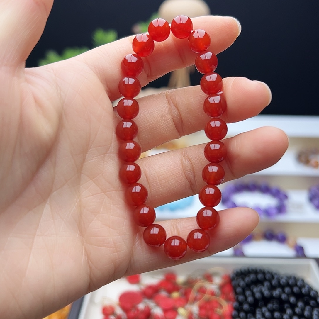 未镶嵌水晶手链红玛瑙8mm