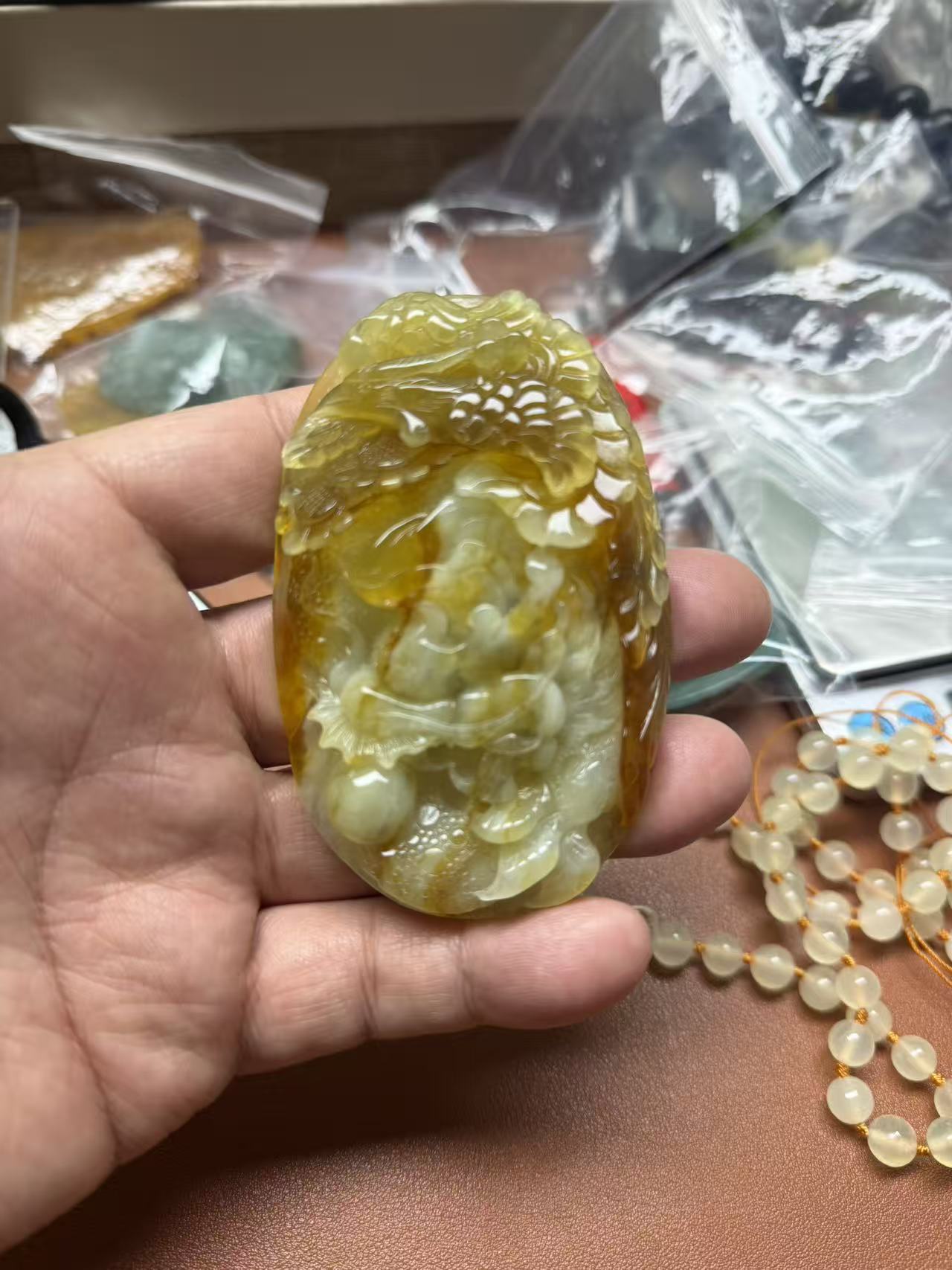 精品花玉龙凤吊坠