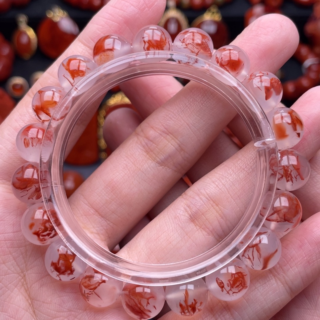 南红玛瑙未镶嵌珠宝奇石单圈10.5mm