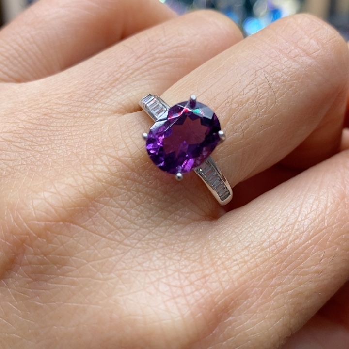 水晶戒指银S925镶嵌天然水晶戒指