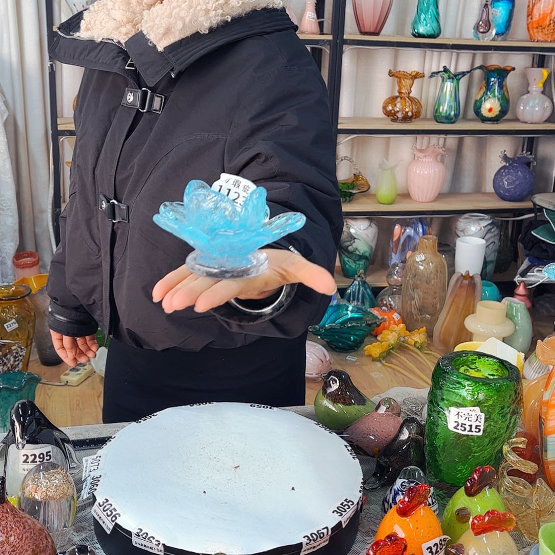 1123烛台花瑕家悦琉璃工艺品