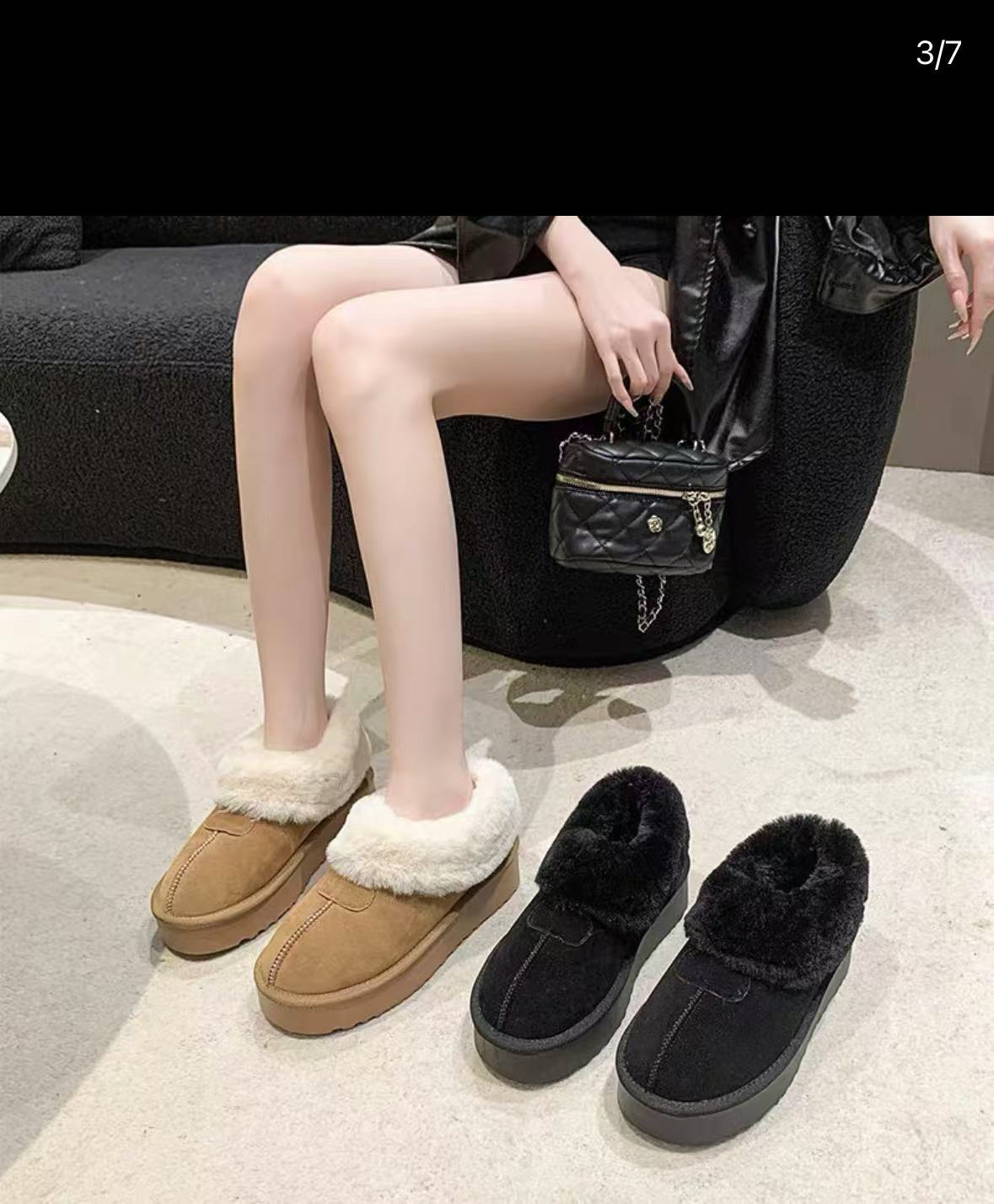 内增高雪地靴厚底冬季新款防水加绒短靴地帮一脚毛毛棉鞋爆款