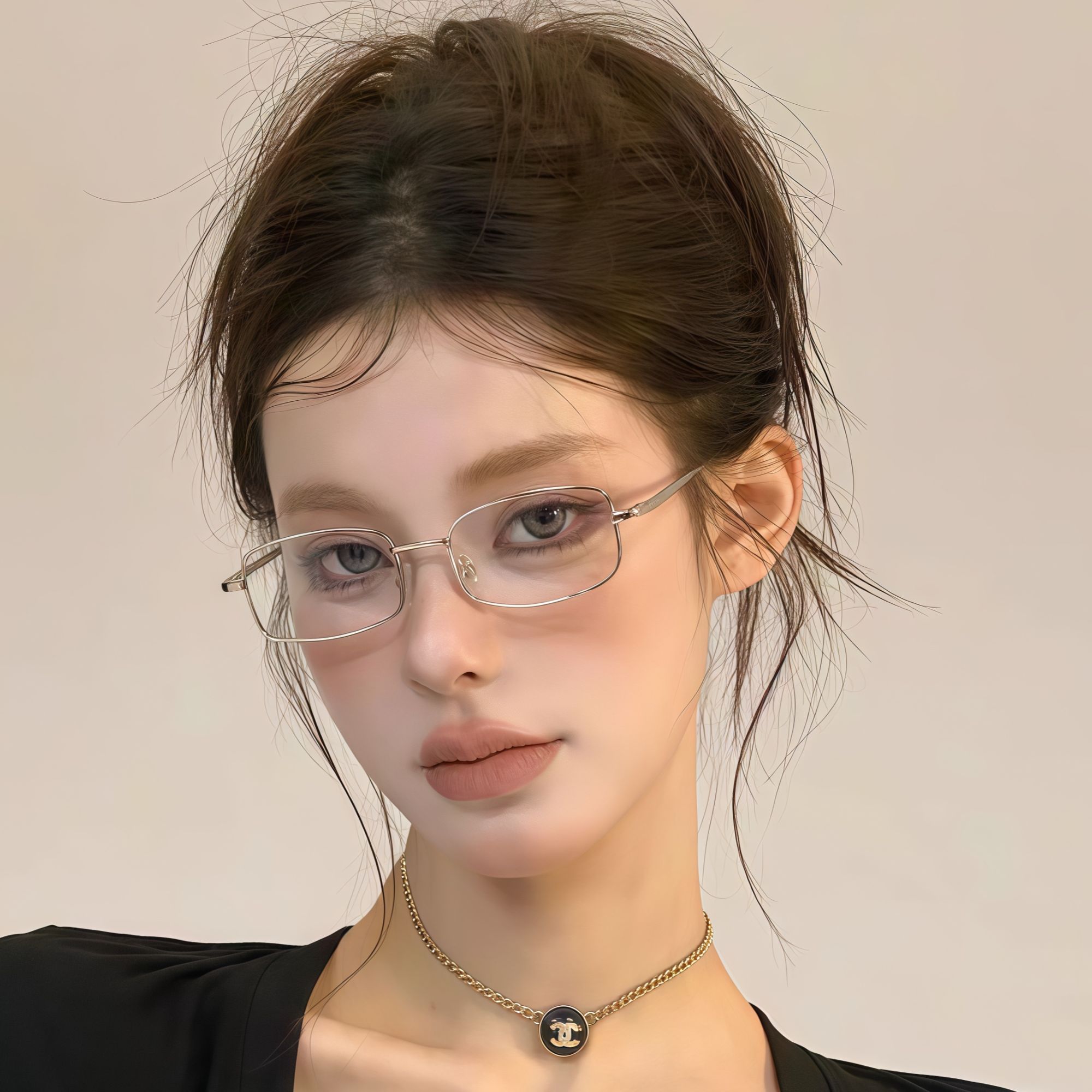 纯钛日系银边防蓝光素颜近视眼镜框推荐配度数复古高智感