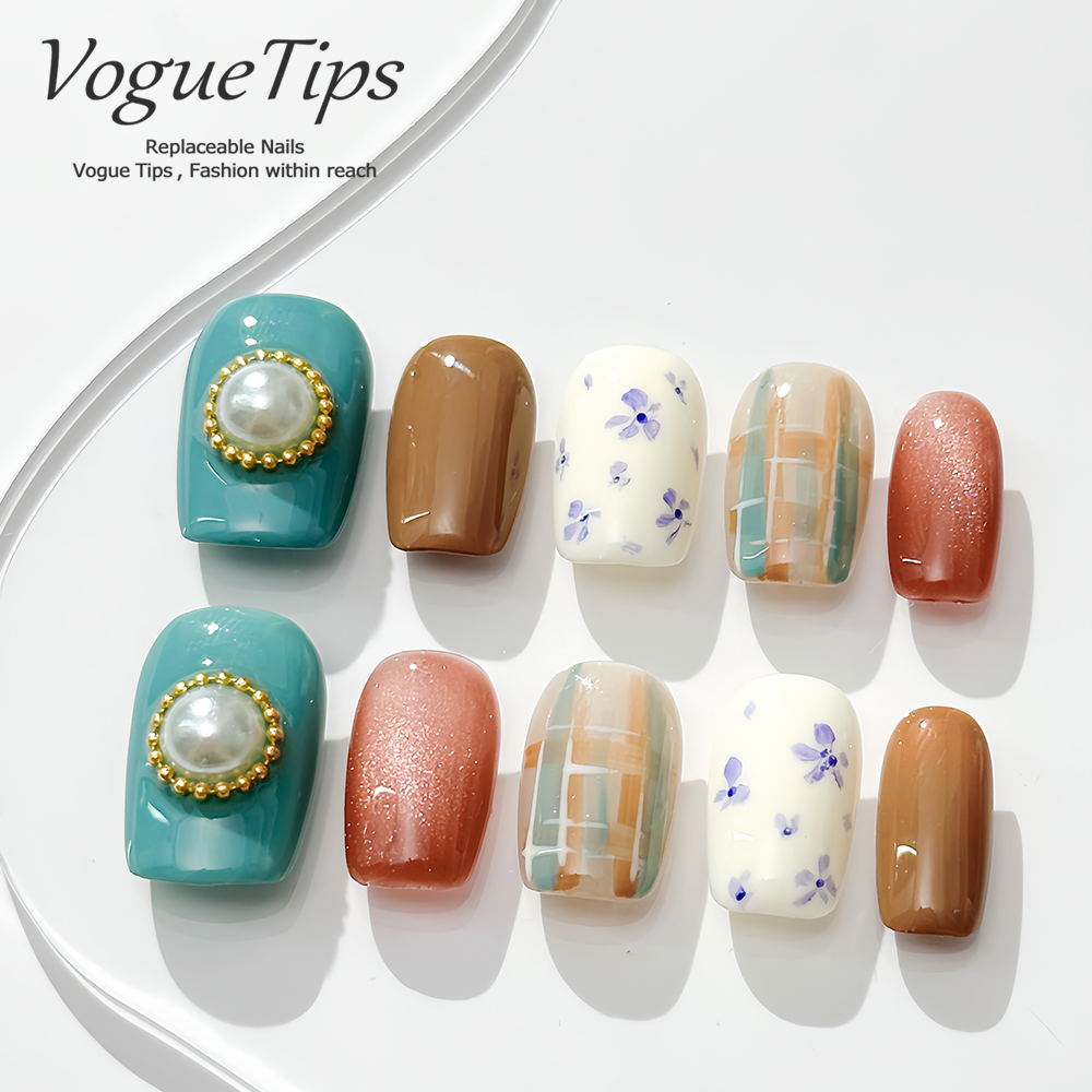 VogueTips伽罗穿戴甲2025新款日式韩式手工显白短款短芭蕾ZB441