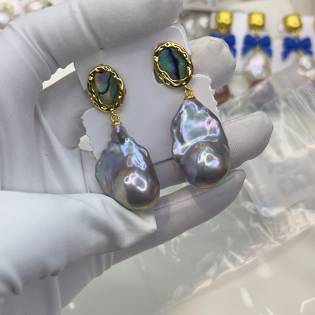 合金耳饰淡水珍珠