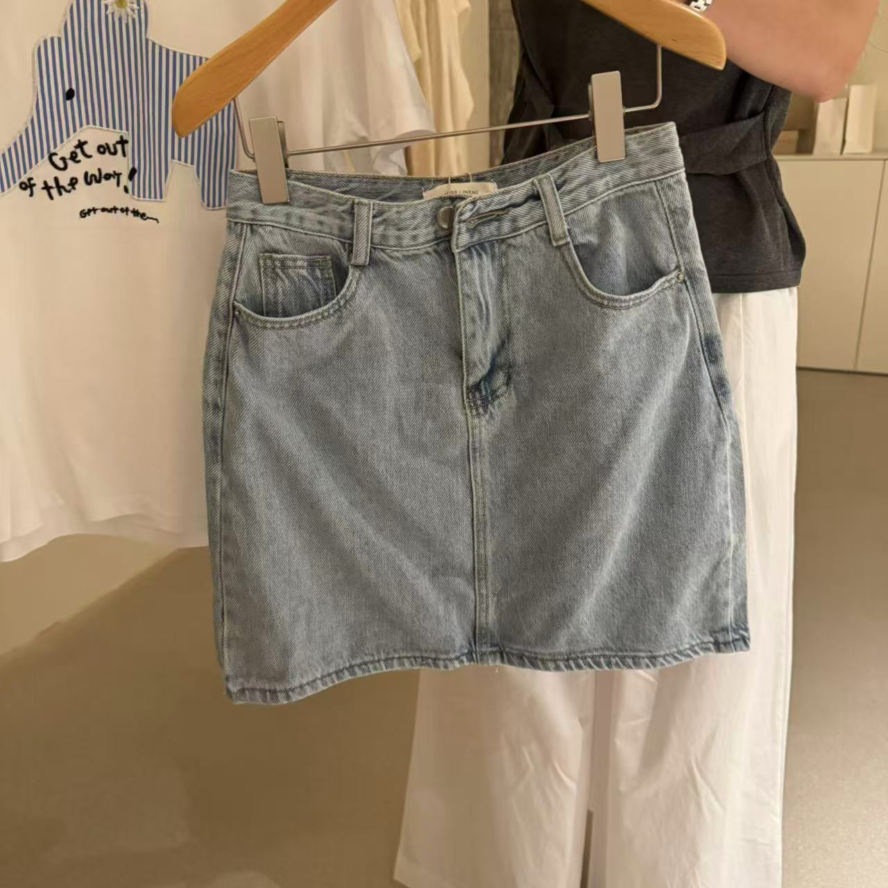 imiss@767 韩系时尚百搭高腰显瘦牛仔半身裙（S裙长46）