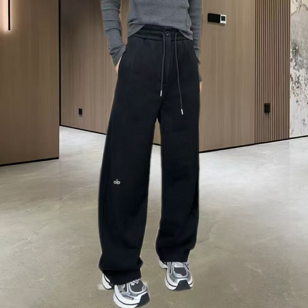 依骊汇冬季新款加绒加厚休闲弯刀裤时尚设计感洋气百搭裤女5557