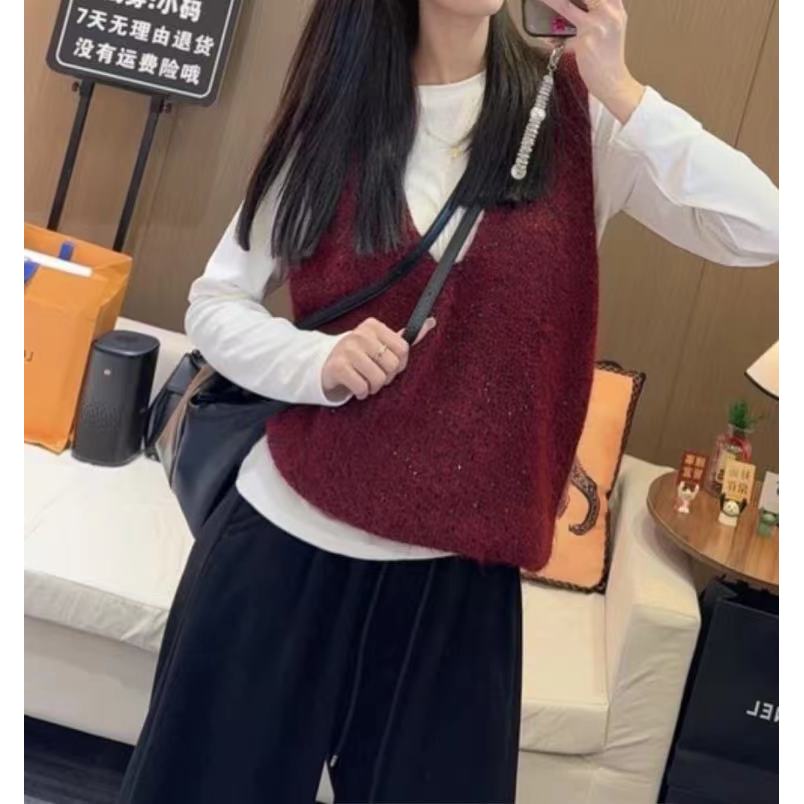2025新款大码女装星空慵懒风时尚毛衣马甲1535