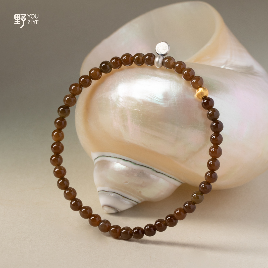 由子野【摩卡】和田玉 原创设计珠宝手串18k