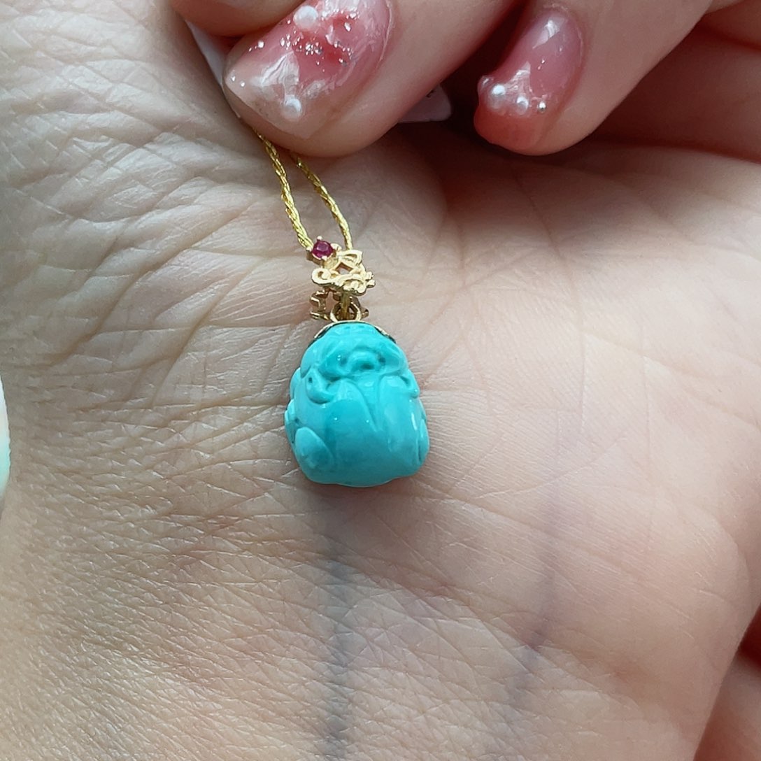 绿松石颈饰18K金镶嵌