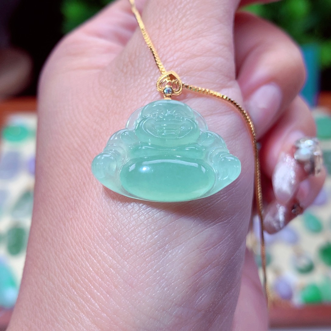 翡翠吊坠(不含链)18K金镶嵌