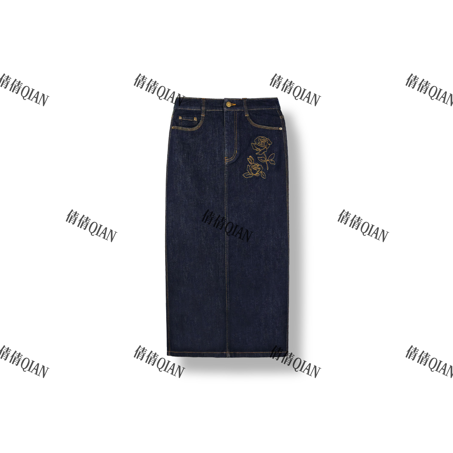 新款设计感牛仔半身裙重工刺绣款（M25A5284-1201）