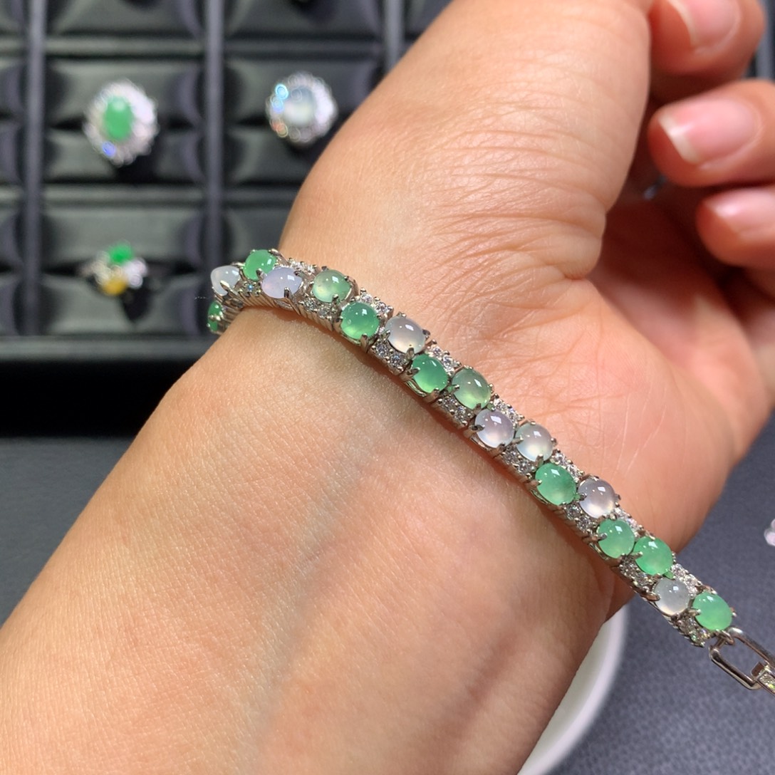 翡翠银S925镶嵌手链