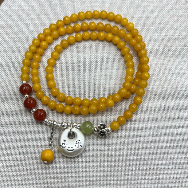 足银手链 7068-足银平安喜乐多圈手串