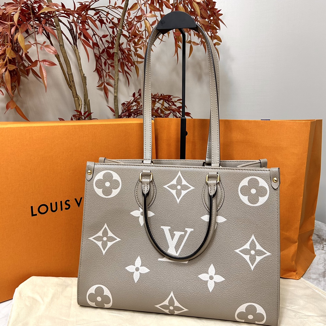 99新 LouisVuitton/路易威登 onthego中号大象灰手提单肩包53458