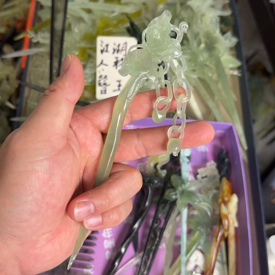 岫玉发饰未镶嵌明君玉簪就是好看