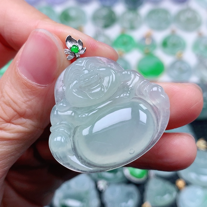 翡翠吊坠(不含链)18K金镶嵌