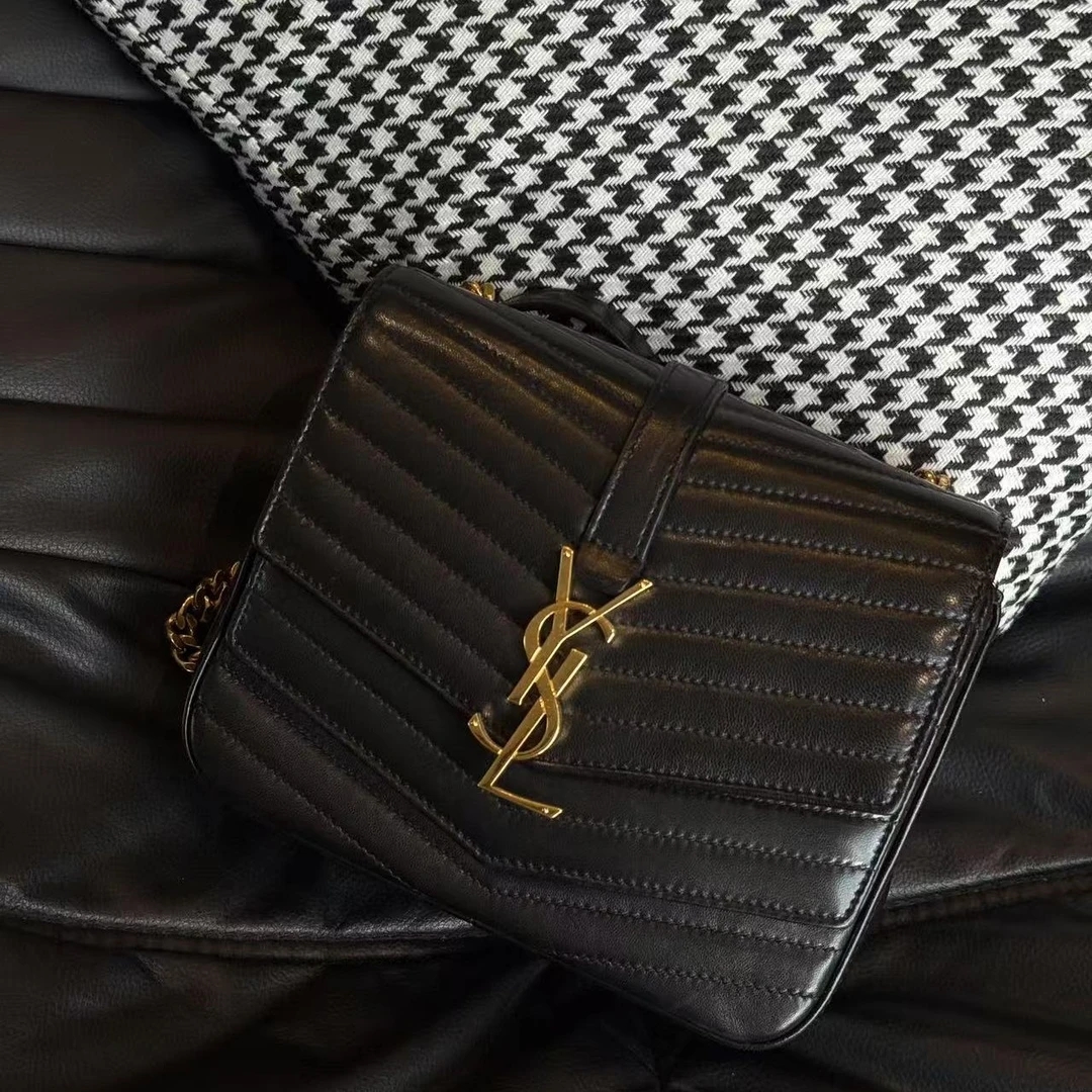95新 YSL/圣罗兰 奢品阁/圣罗兰黑金链条方胖子