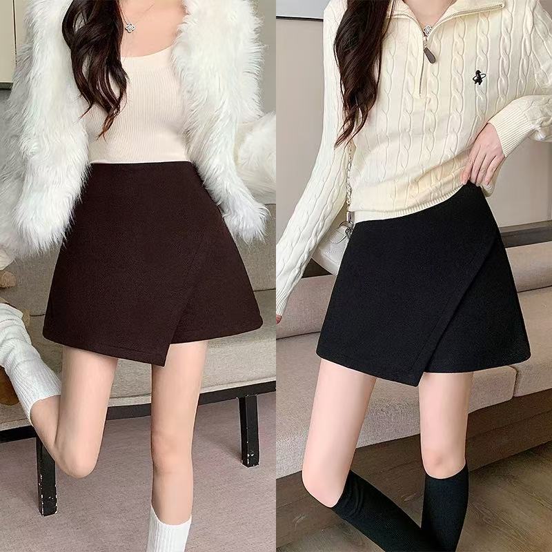 不规则加绒半身裙女2025秋冬新款大码胖妹妹复古港风时尚毛呢短裙