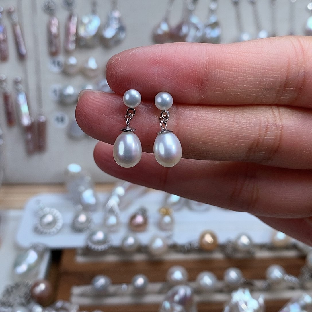 淡水珍珠耳饰银S925镶嵌