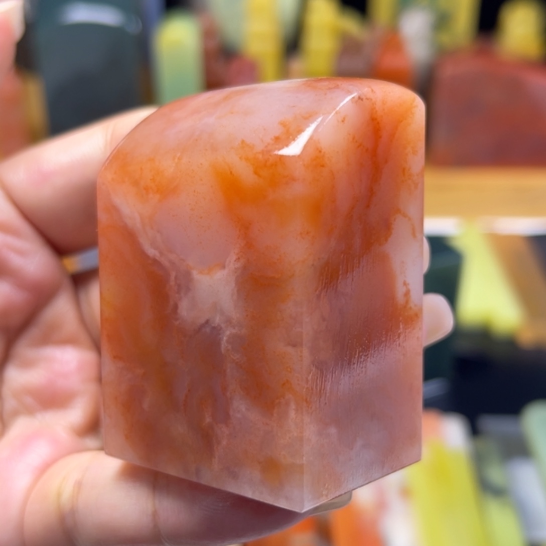 青田石印石老挝石水洞桃花闲章2.8×3.8×5.4