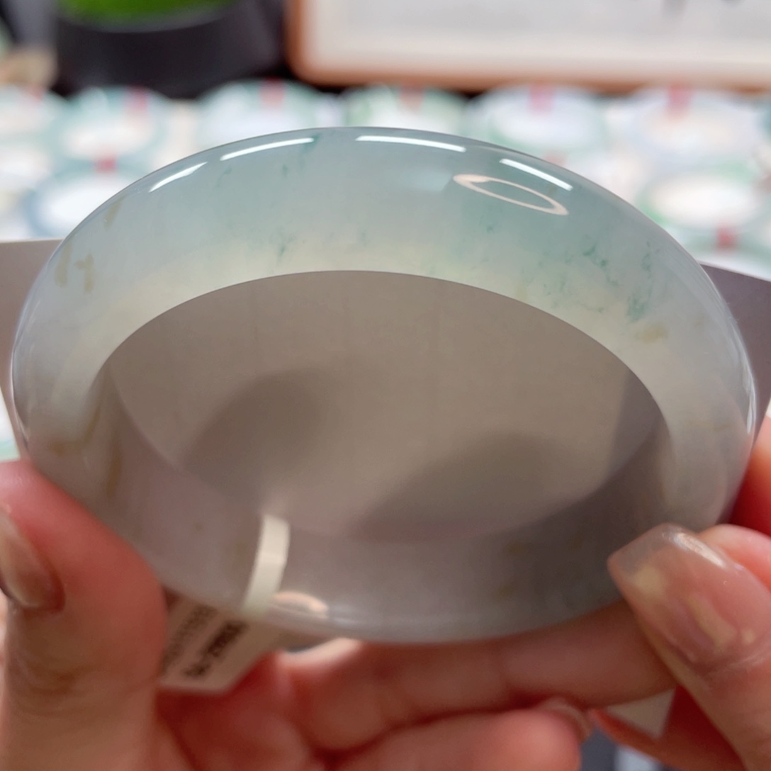 【闪购商品】翡翠手镯未镶嵌56冰胶润星空点点蓝碎花11号