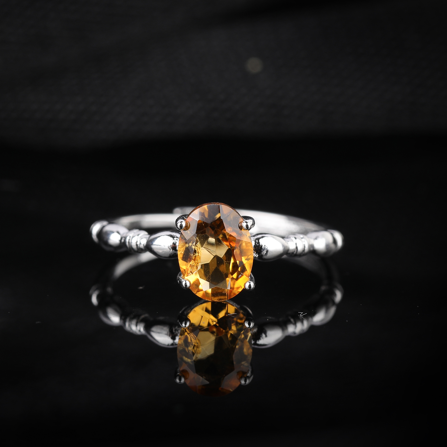 A13天然巴西黄水晶戒指  圈口可调节 开口戒 松紧可调节